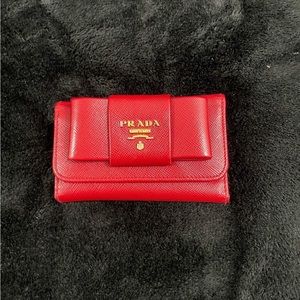 Red Saffiano Fiocco Bow 6 Key Wallet